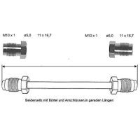 Bromsledning 2050 mm 10 X 1 koppar-nickel