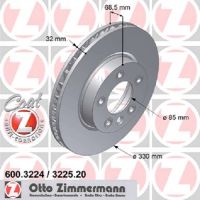 Främre bromsskiva, invändigt ventilerad, till vänster
