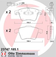 Bromsbelägg fram med 2 varningskontakter