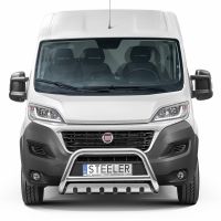 STEELER frontskyddsbygel med plåt inklusive monteringssats polerat rostfritt stål