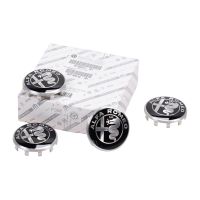 Hjulnavkapsel Alfa Romeo logotyp svart och vit set om 4