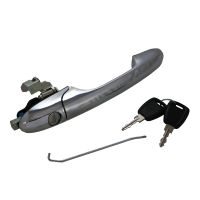 Krom dörrhandtag till höger med cylinder